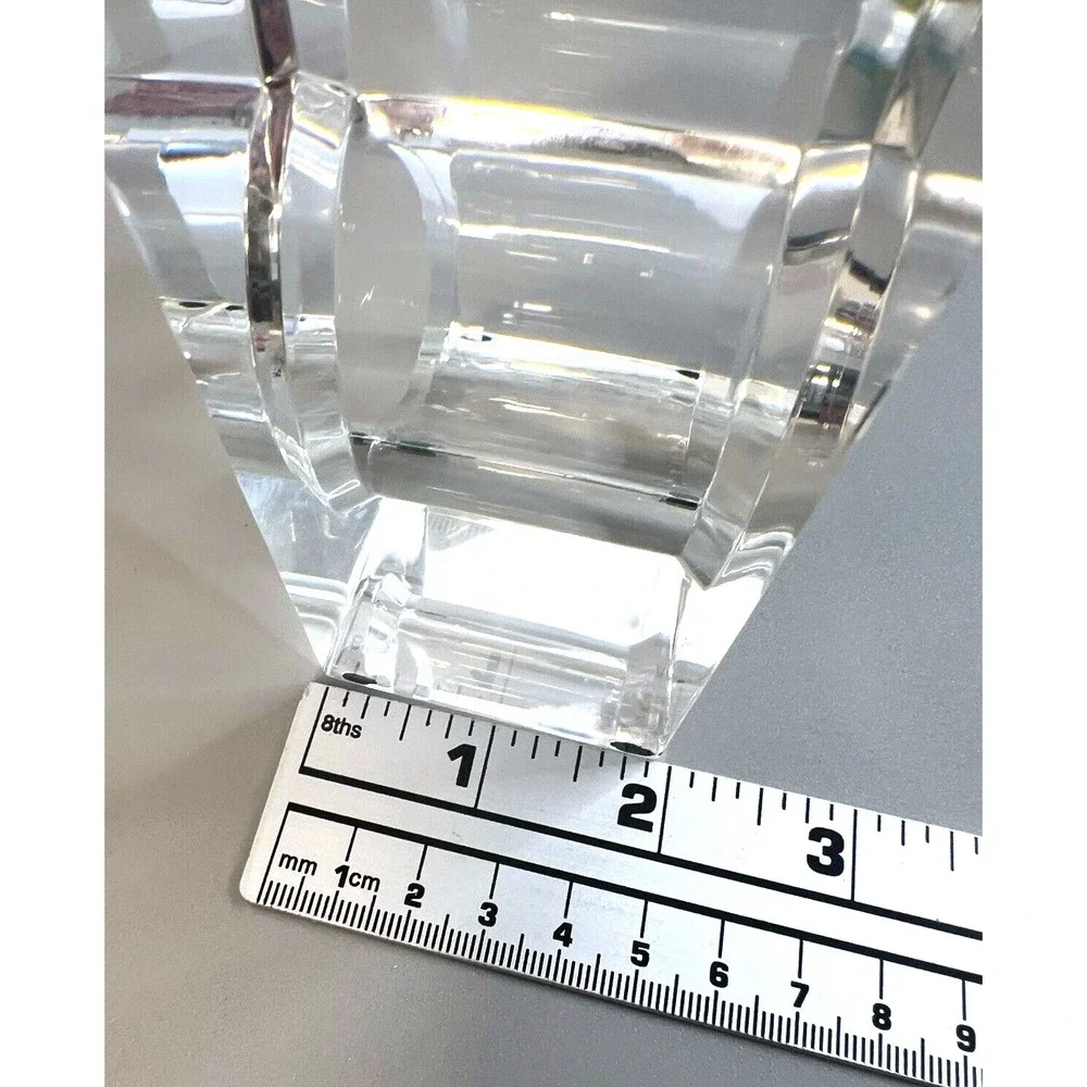 Clear Acrylic Lucite Double Candle Stick Holder Modern Contemporary 7